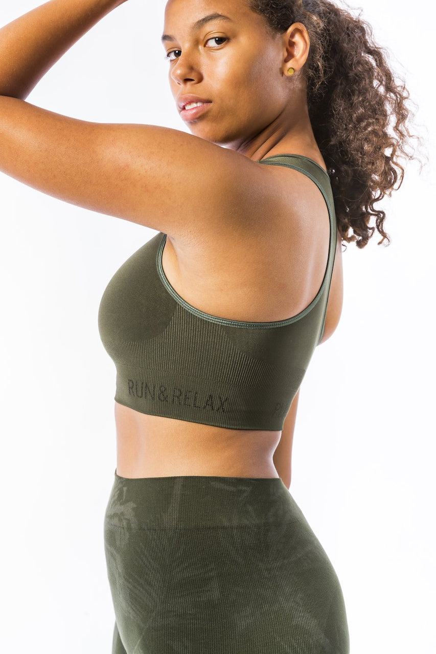 olive green sports bra