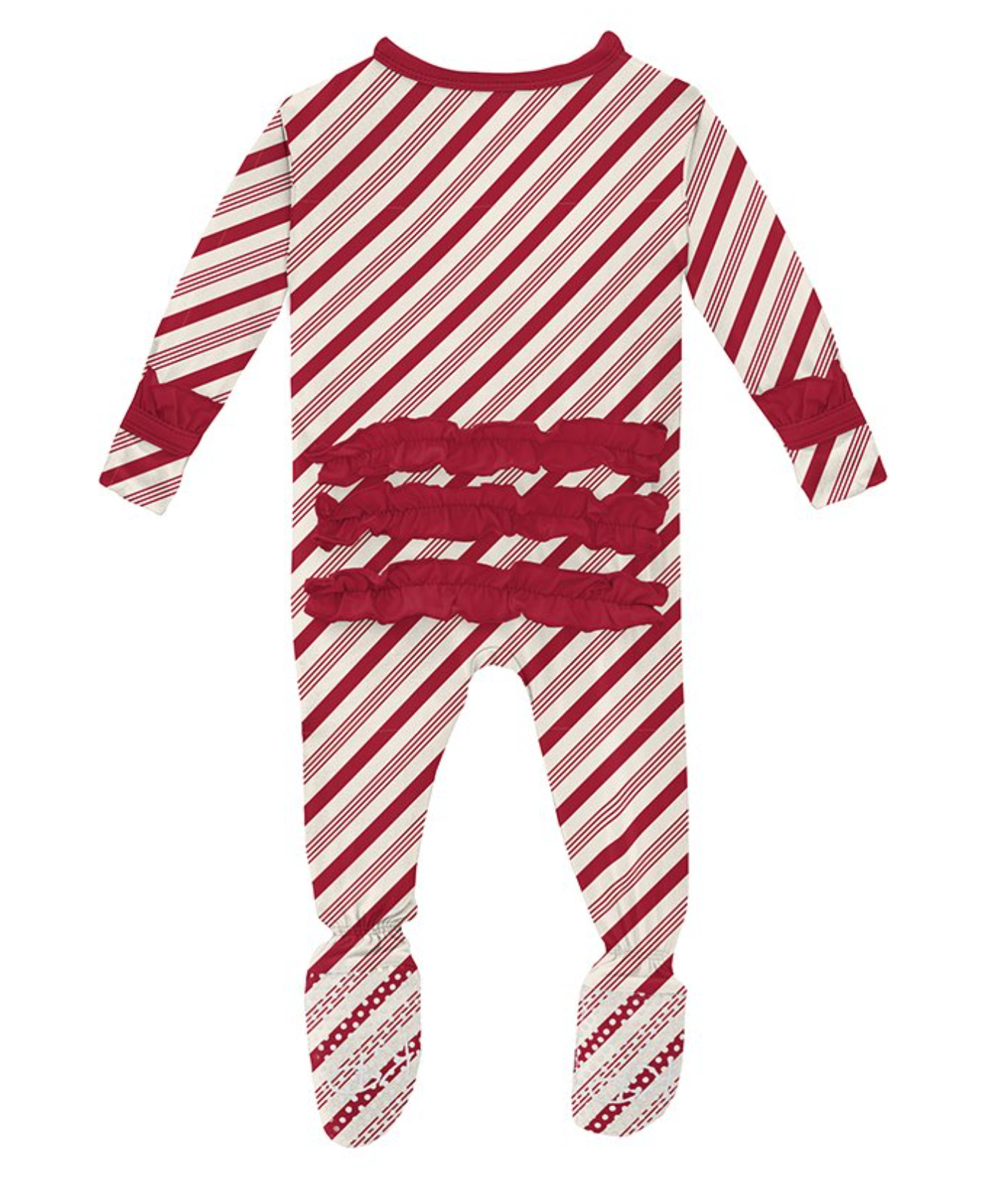 Print Muffin Ruffle Footie - Candy Cane