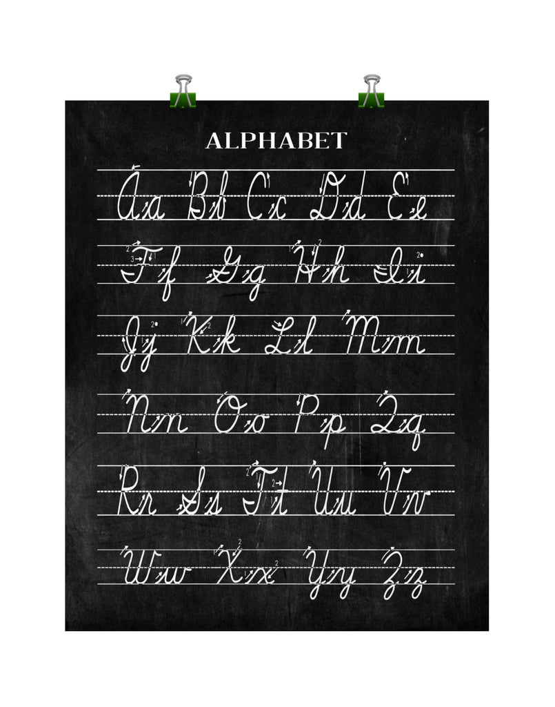 Vintage D'Nealian Cursive Alphabet Classroom Poster Chalkboard Word Ar ...