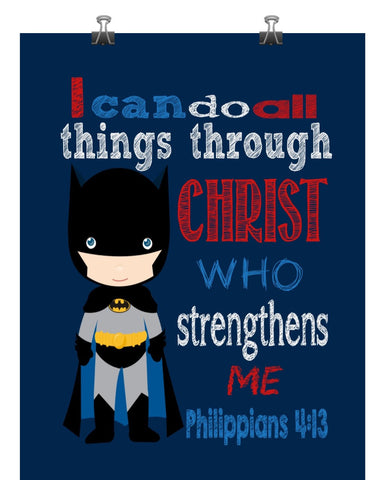 Batman Superhero Christian Nursery Decor Art Print - I Can Do All Thin –  Pixie Paper Store