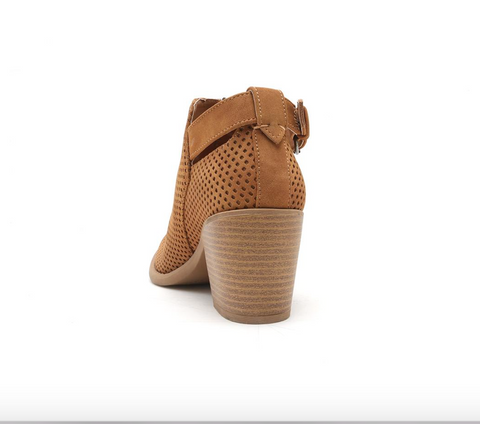 tan perforated booties