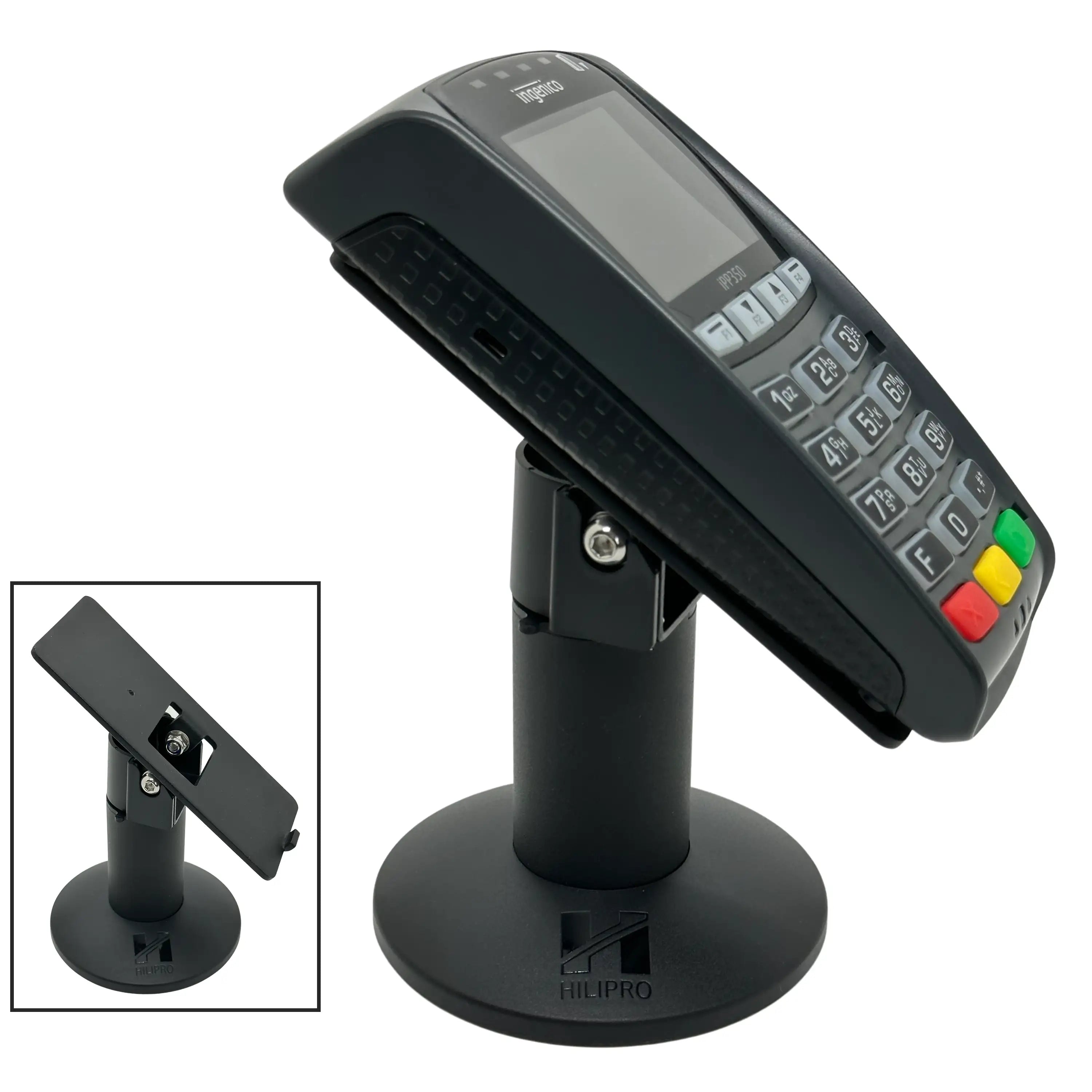 Swivel Stand for Ingenico iPP320/350 - Sturdy Metal - 4.7" Tall - Swivel and Tilts - Complete Kit