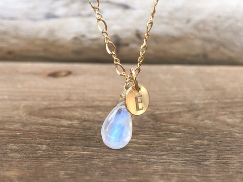 Rainbow Moonstone Drop Necklace