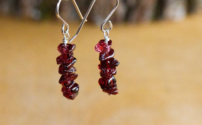 raw garnet earrings