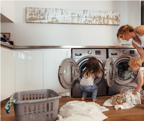 Kids Helping Mum Do Laundry