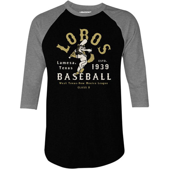 White Label Mfg Brownsville Charros - Texas - Vintage Defunct Baseball Teams - 3/4 Sleeve Raglan T-Shirt Black/Deep Heather / XL