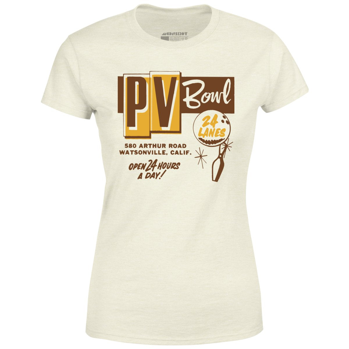PV Bowl - Watsonville, CA - Vintage Bowling Alley - Women's T-Shirt ...