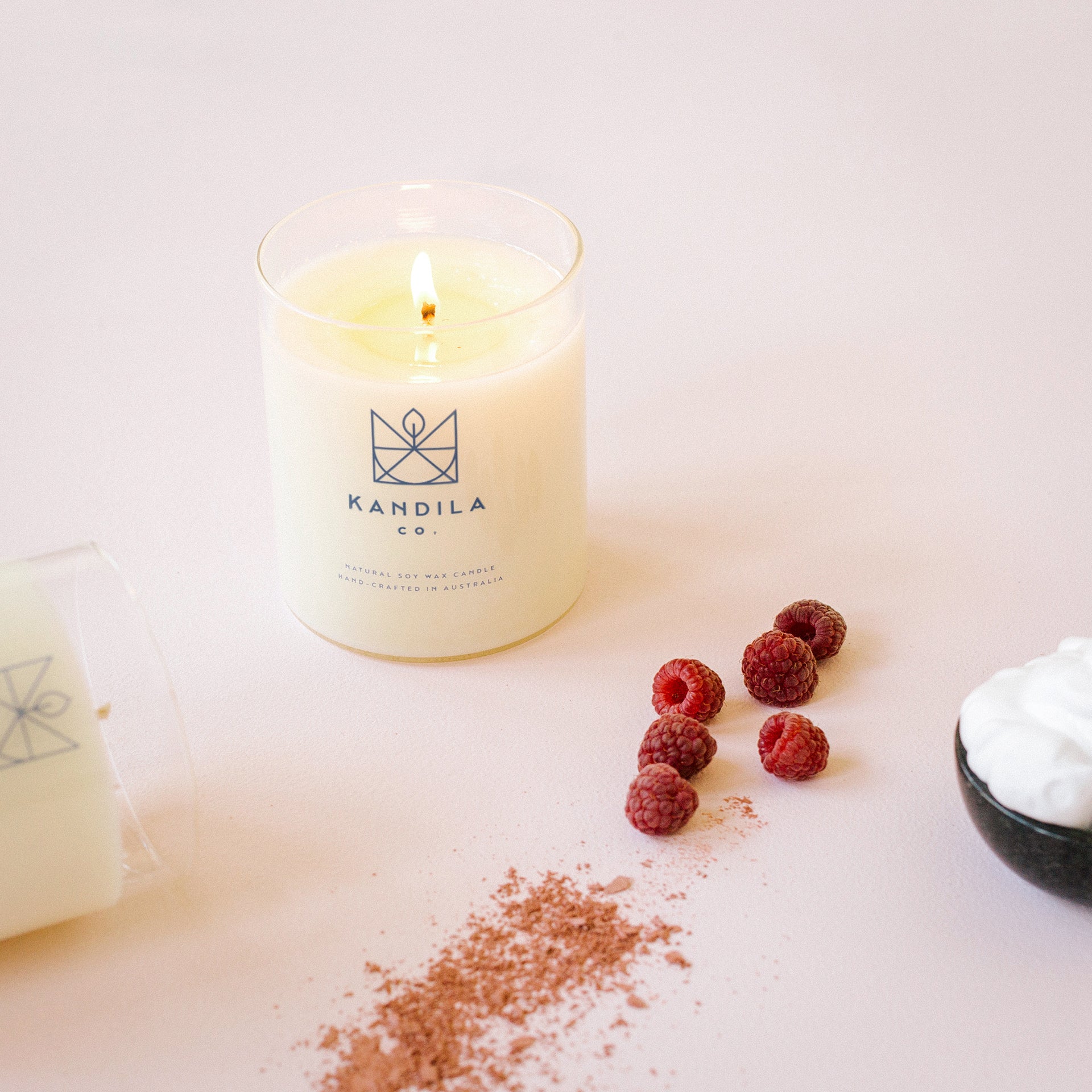 Kandila Co. Raspberry & Cream Soy Wax Candle Melbourne Australia