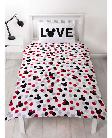 Mickey And Minnie Mouse Love Single Duvet Cover Set