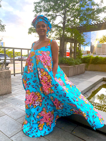 African Print Dress Traditional Ethnic Headwrap Coming to America Zamunda Dress Print Fashion Ankara