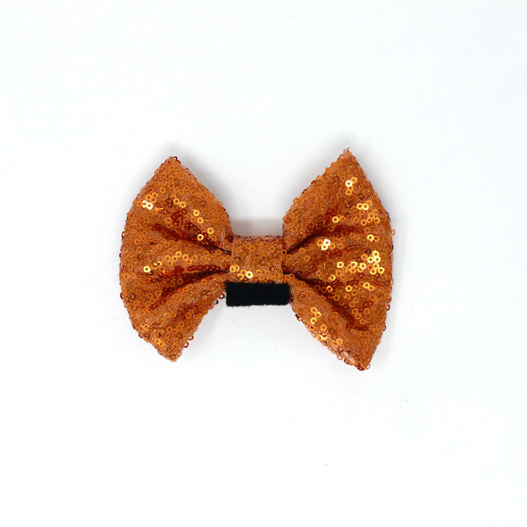 Sequin Interchangeable Bow: Pumpkin Orange – Aloha Ears Design