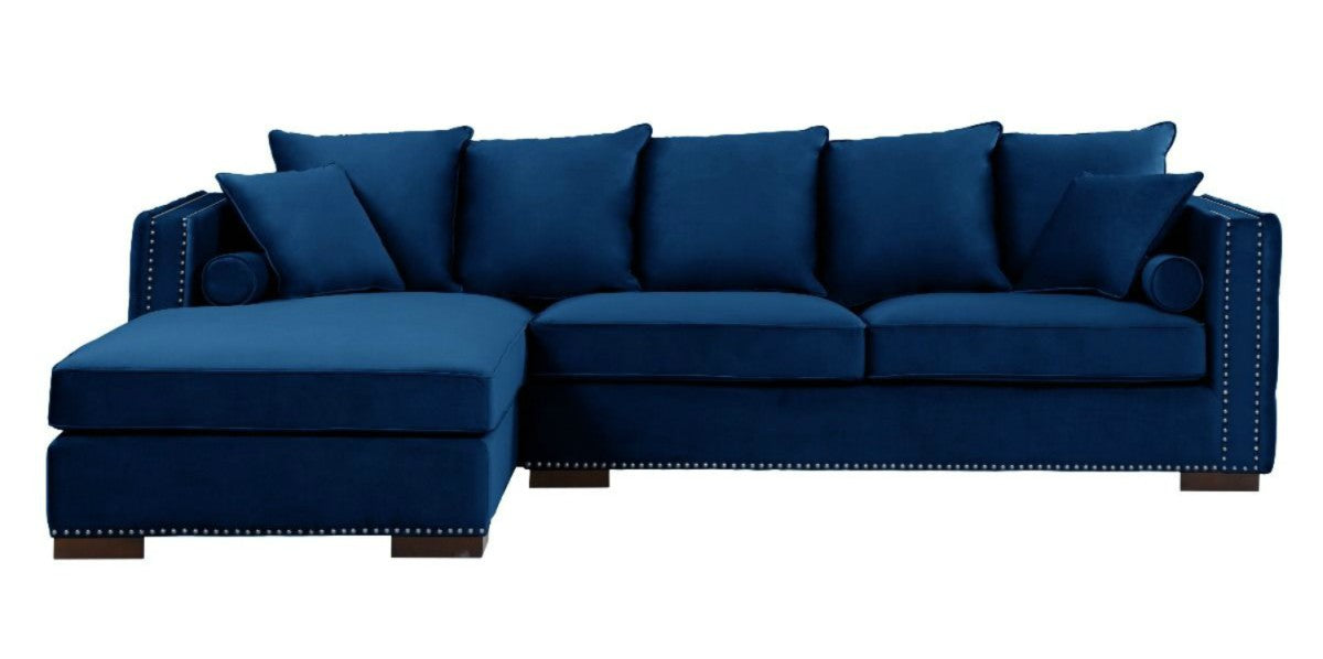 Royal Blue Velvet Moscow Corner Sofa - Chic Concept