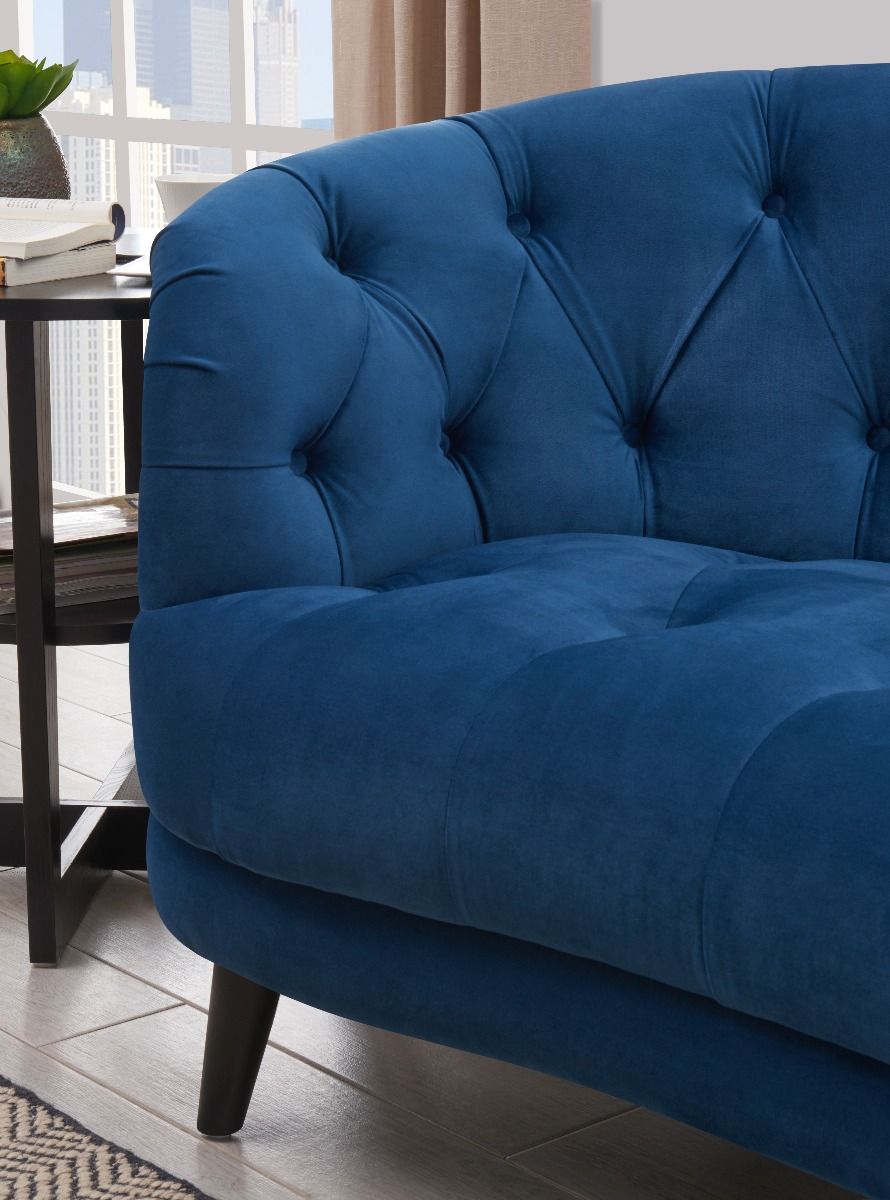 blue chesterfield love chair