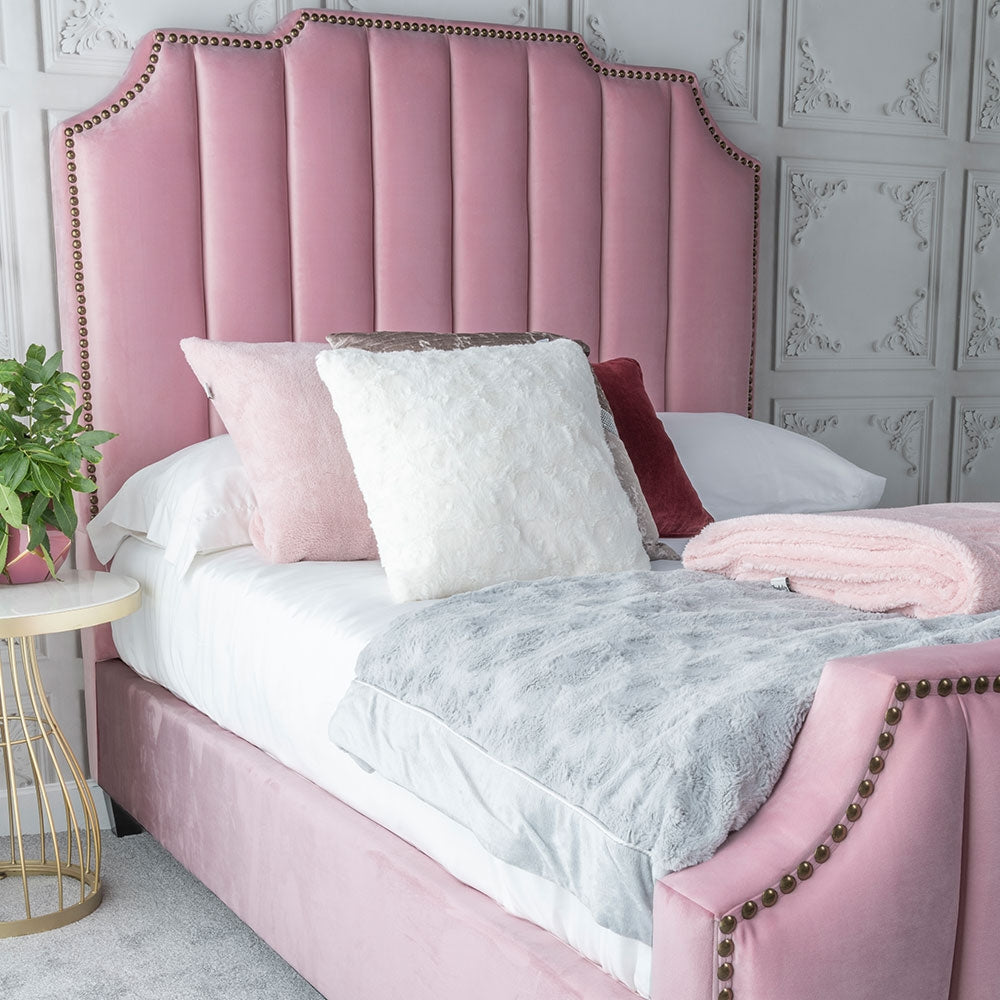 Urbano Art Deco Pink Sleigh Bed - Chic Concept