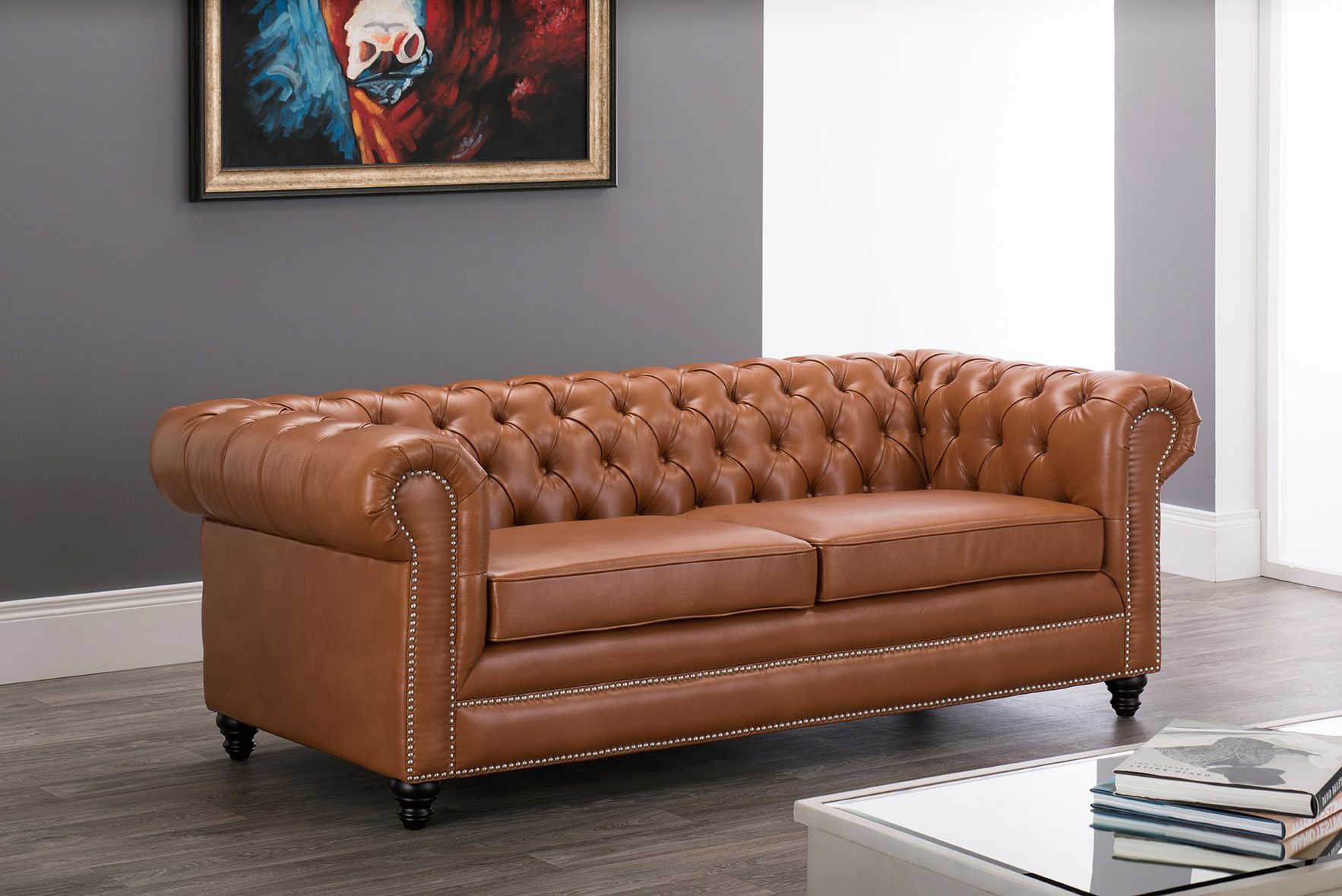 faux leather chesterfield sofa set