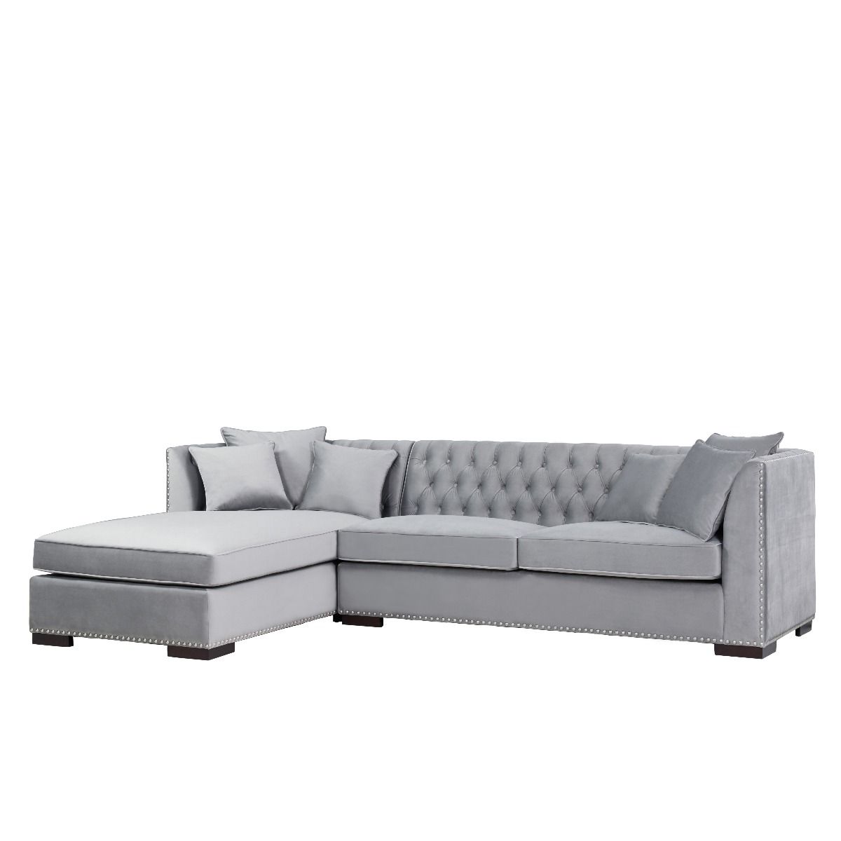 Grey Velvet Chesterfield Corner Sofa - Chic Concept