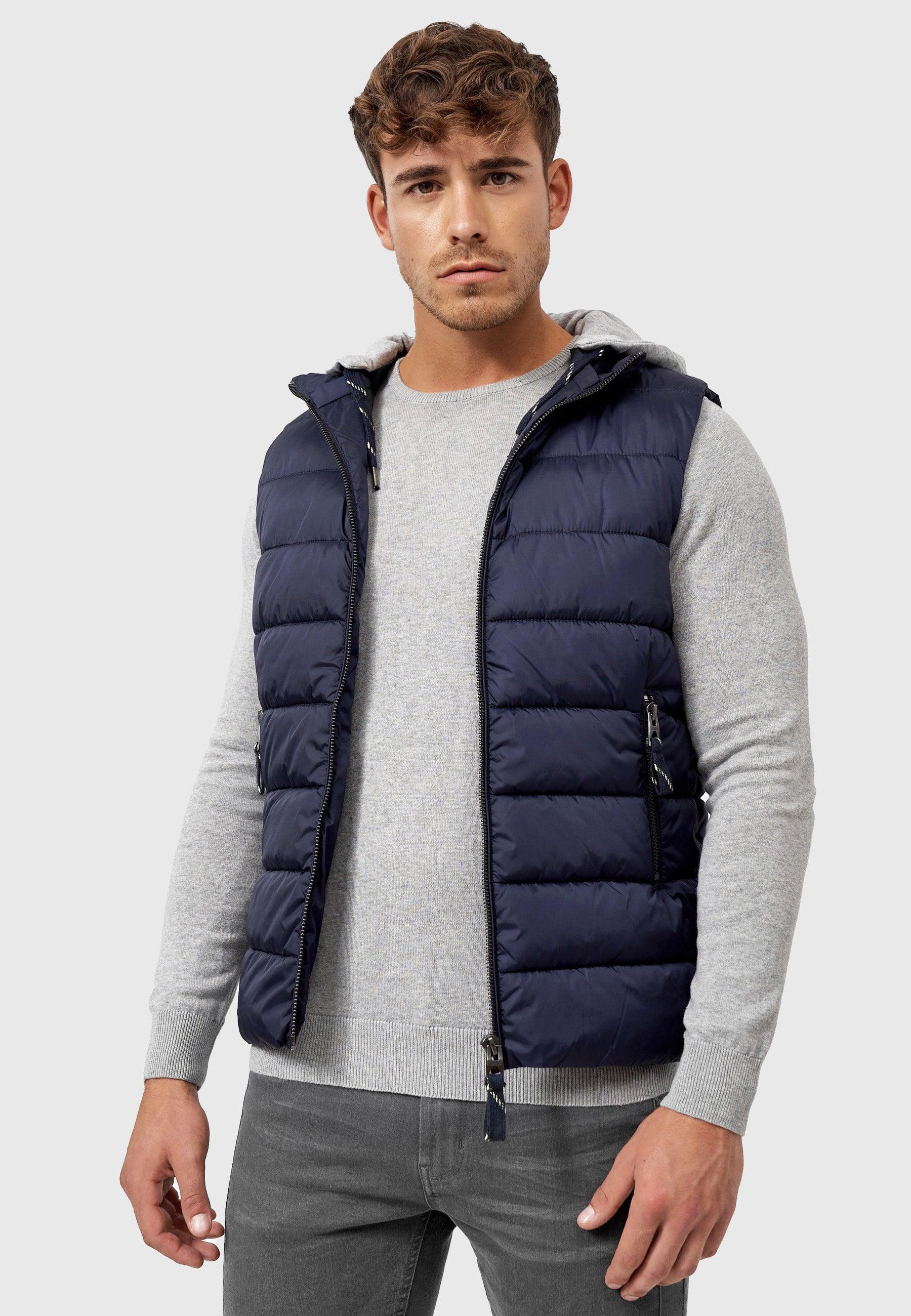 Indicode men's Stockton quilted vest with detachable jersey hood and 3 –  INDICODE