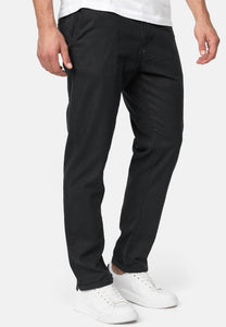 Indicode men's Haverfield trousers made of 55% linen & 45% cotton with 4 pockets incl. belt