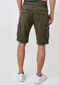Indicode Herren Blixt Cargo Shorts mit 6 Taschen inkl. Gürtel aus 100% Baumwolle