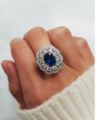 Bond Street Jewellers Ceylon Blue Sapphire Diamond Dress Ring - Imagery 3