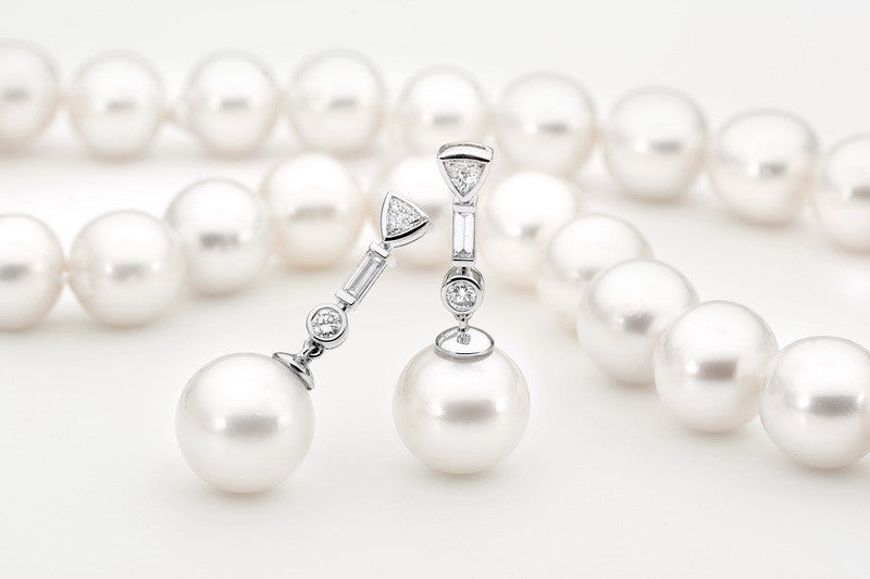 South Sea Pearl Strand & South Sea Pearl & Diamond Earrings