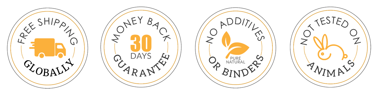Free shipping, 100% natural, no additives or binders, not tested on animals Desktop 1