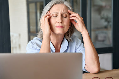 A visibly stressed woman