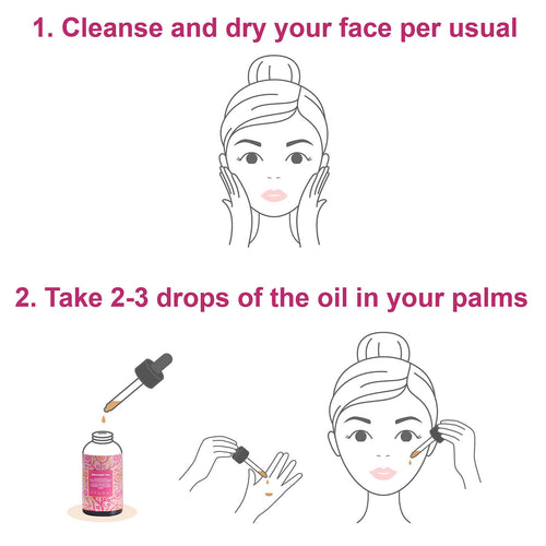 Cleanse & dry your face and take 2-3 drops of oil in your palms