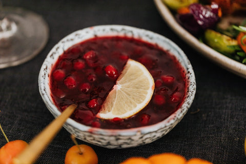 Healthy homemade cranberry sauce with orange