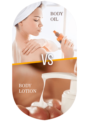 Image depicting the difference between body oil and body lotion