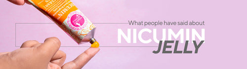 Banner of Nicumin Jelly on a finger with text What people said about NICUMIN JELLY
