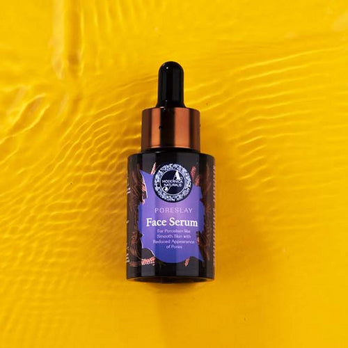 Poreslay serum on yellow background