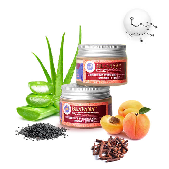 image of Blavana surrounded by ingredients