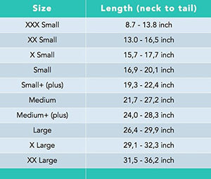 Suitical Recovery Suit Size Chart