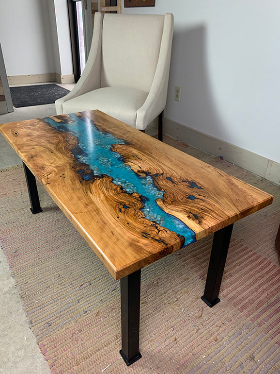 Buy A Cherry Epoxy Resin Coffee Table For $2,100 | Sturdy Metal Legs