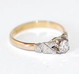 Antique Solid 18k Gold And Platinum .20 carats Diamond Engagement Ring