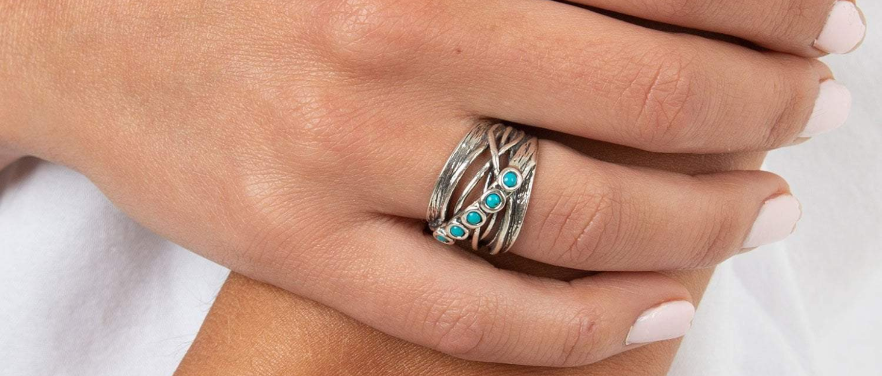 Sterling Silver Wire Wrap Ring With Turquoise