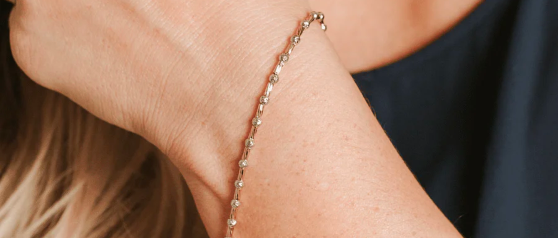 Lunar Bead Bracelet In Rose Gold Overlay