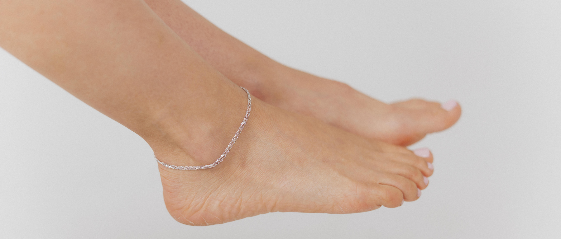 DOUBLE STRAND MILANO TWIST ANKLET (SILVER)