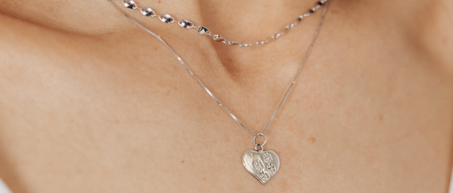 Sterling Silver Heart & Paw Pendant Necklace