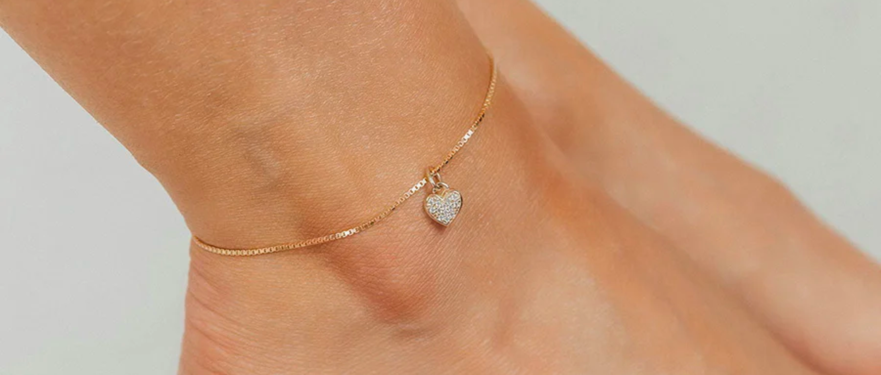 ROMA HEART CZ CHARM ADJUSTABLE ANKLET