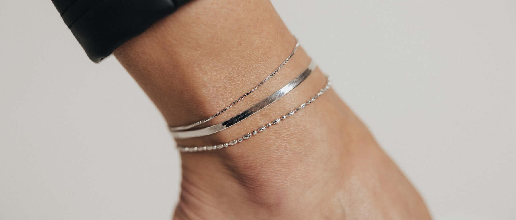 HERA 4MM HERRINGBONE ANKLET (SILVER)