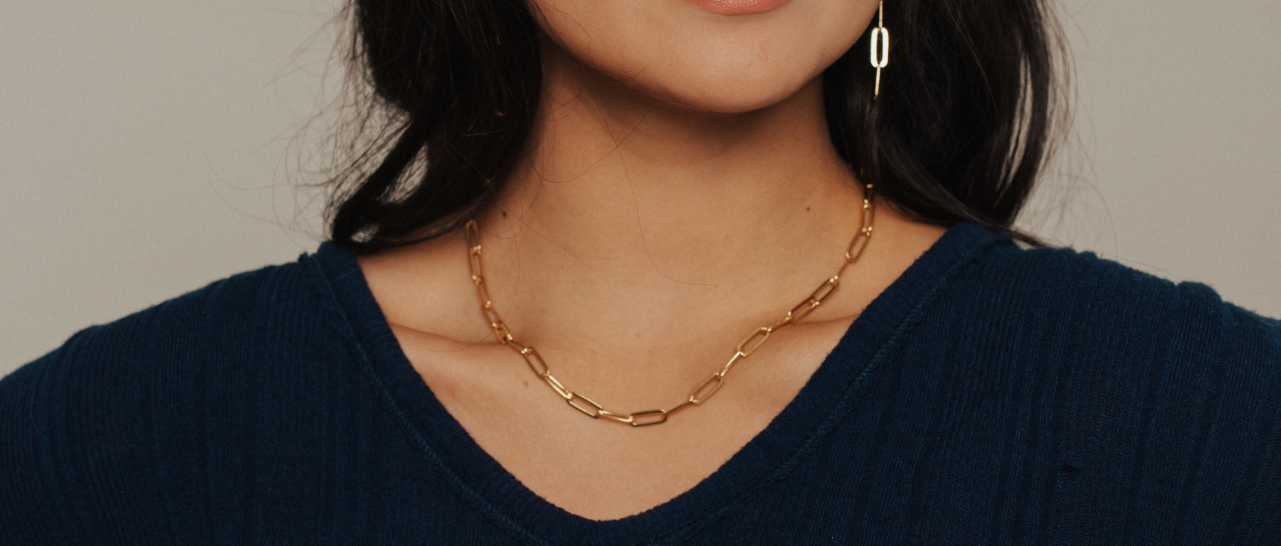Chunky Paperclip Necklace (Gold)