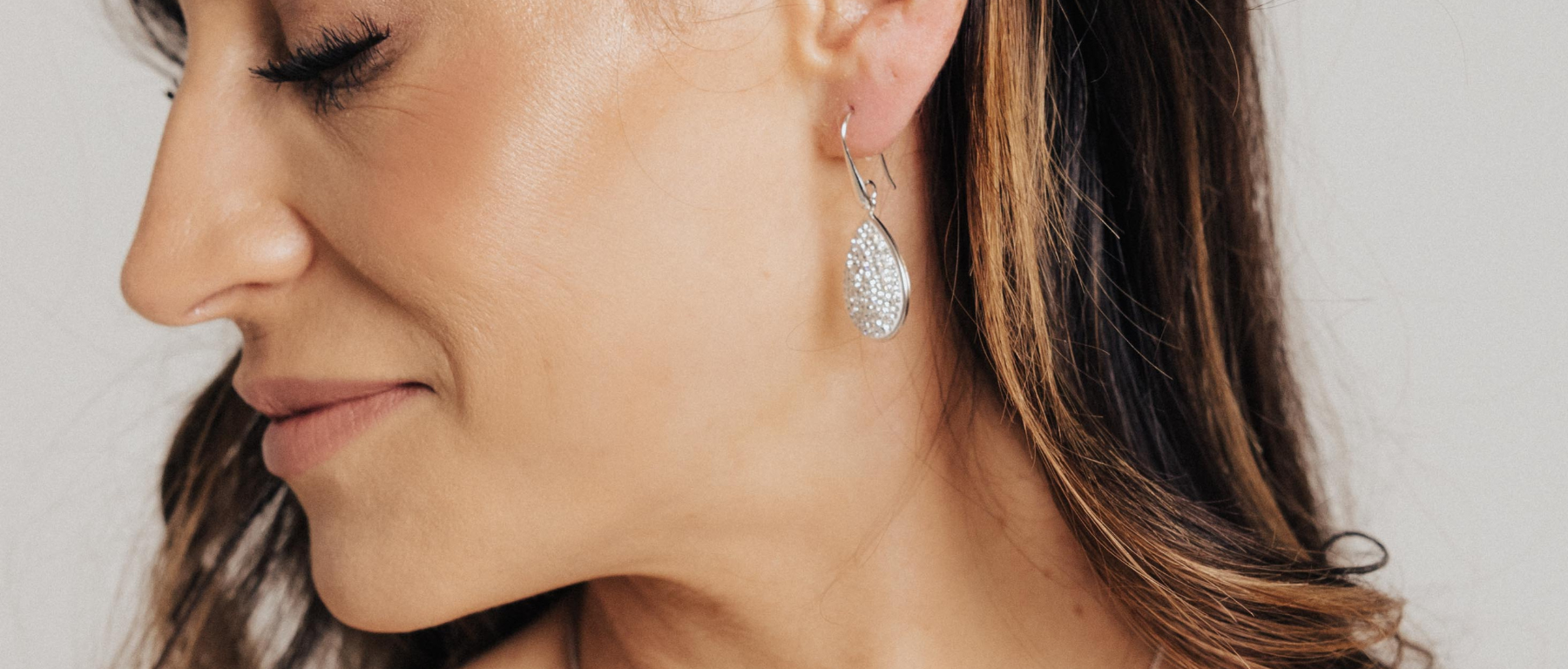 Pave Swarovski Crystal Teardrop Earrings (Silver)