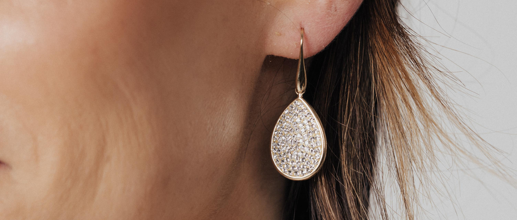 Pave Swarovski Crystal Teardrop Earrings (Silver)