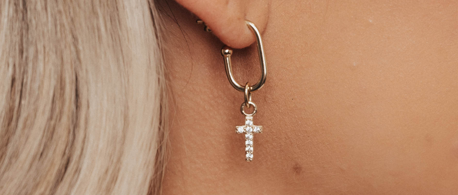 Roma Cross CZ Earrings (Silver)