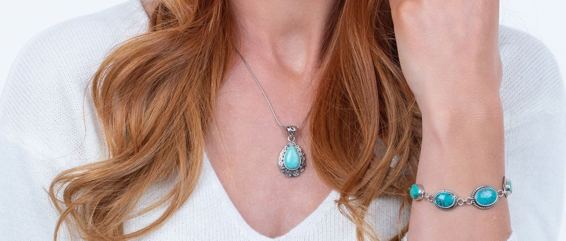 Turquoise Teardrop Pendant With Swirl Detail