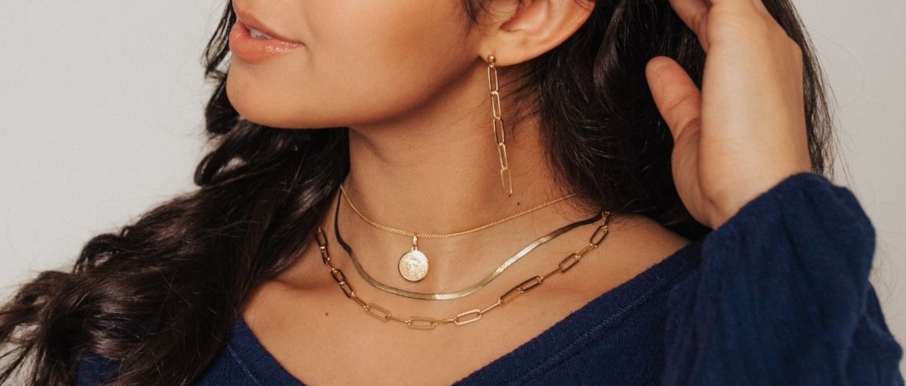 Hera 4mm Herringbone Necklace (Gold)