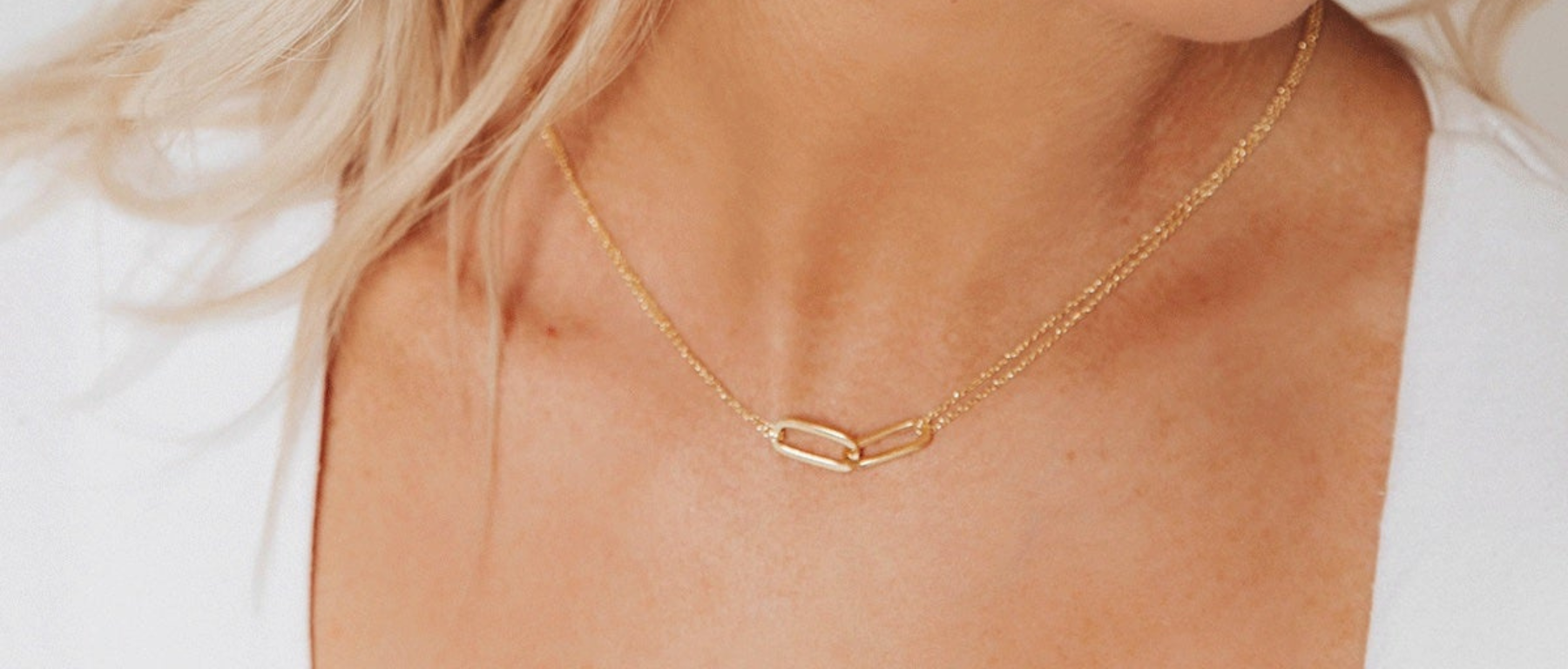 Alessia Double Paperclip Necklace (Gold)