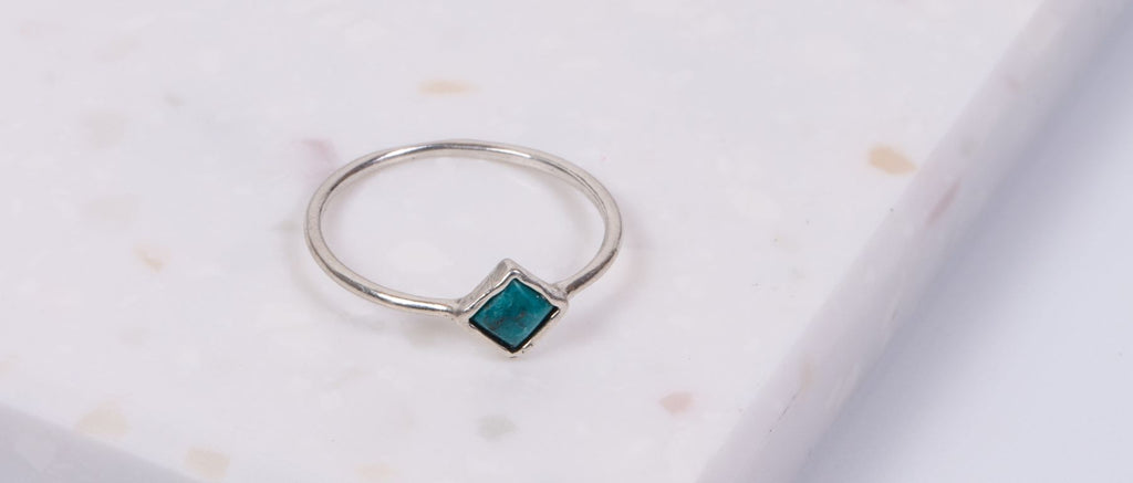 Roma Turquoise Stackable Sterling Silver Ring